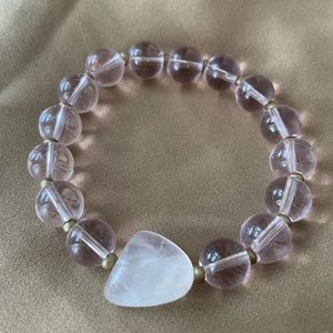 💗 Pink Glass Bracelet with Rose Quartz
